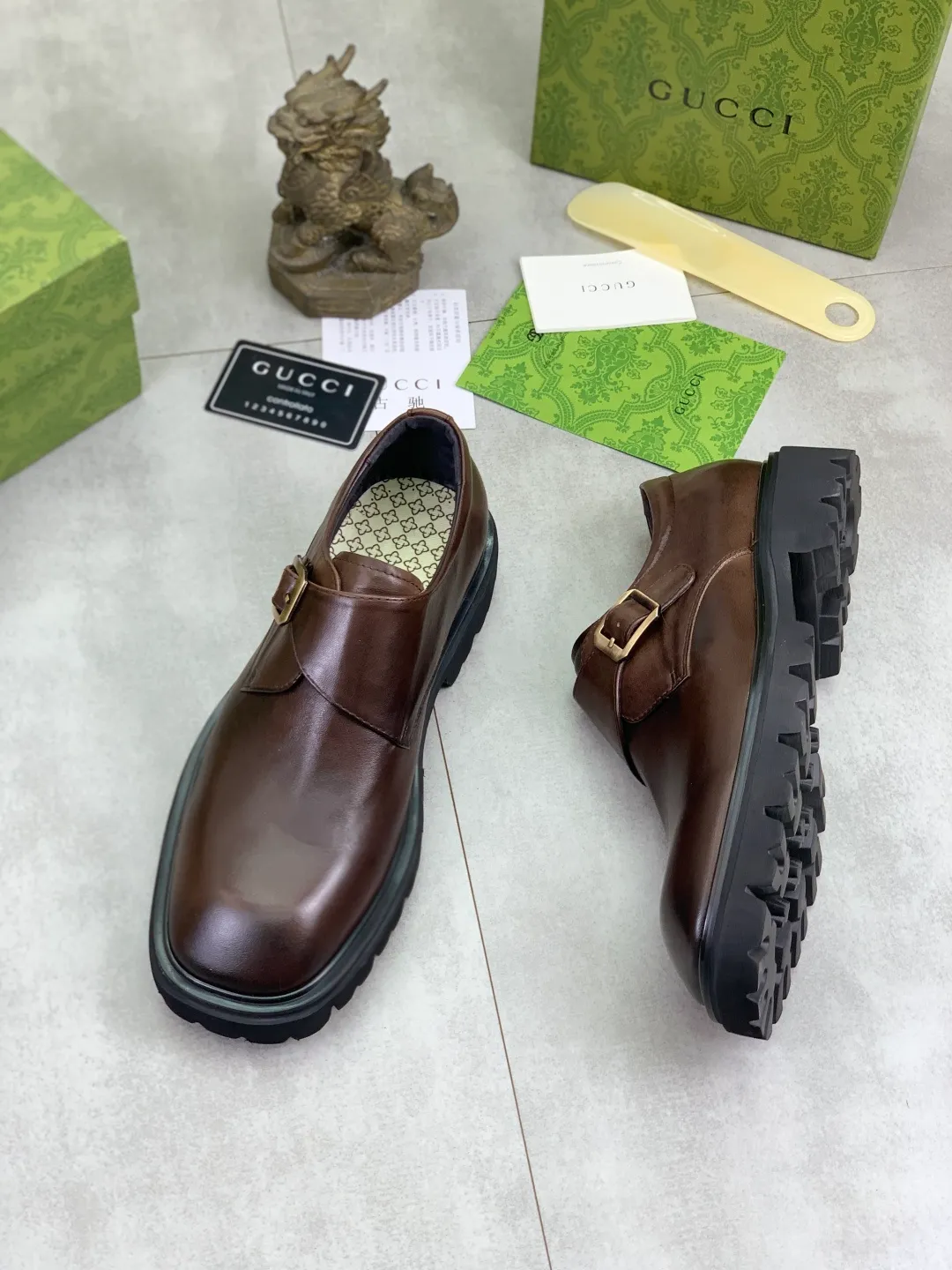 Men's Men's Shoes 💰P580 [New Style] 💰💎💎💎 [Gucci] GUCCI high-end men's formal business leather shoes, original order 1:1! Original imported high-end calfskin, original metal buckle, imported first-layer pigskin lining for feet, original high-end outsole, men's shoe size: 38-44